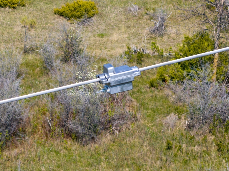 Dynamic Line Rating device shown installed on a transmission line