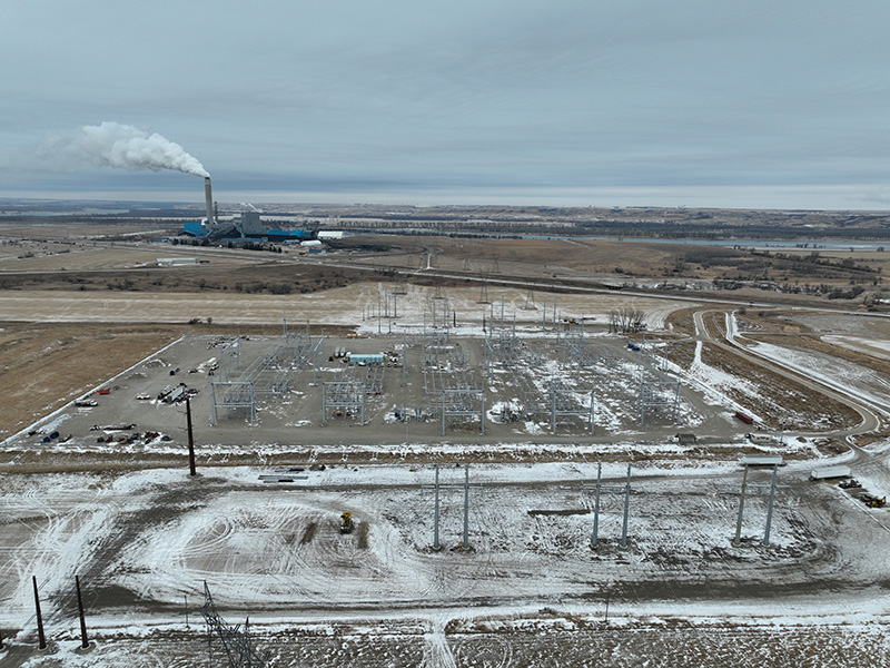 Aerial view of LOS substation construction