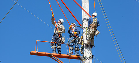 Lineman working on power line