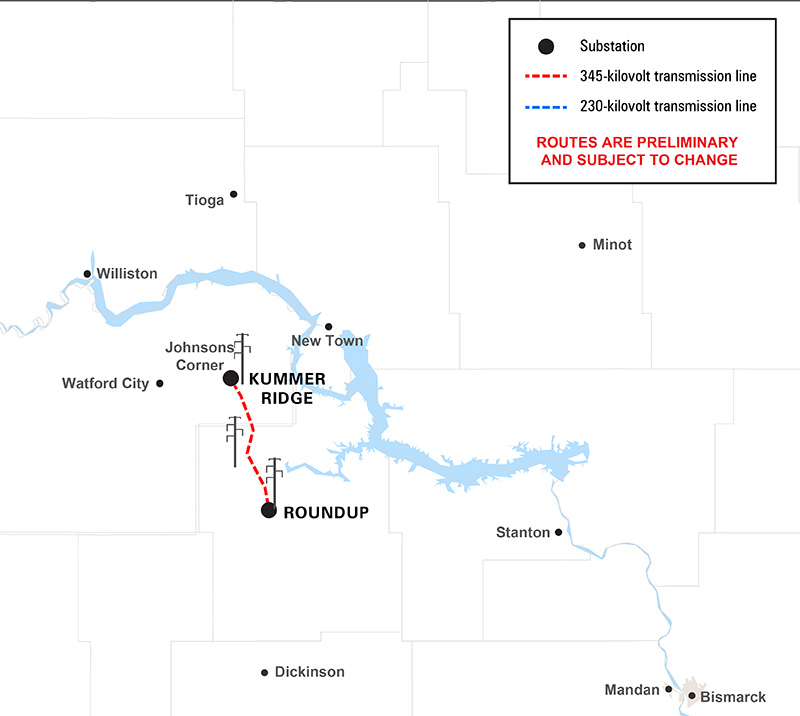 Map of the transmission line route